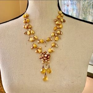 Fresh Water Pearl Necklace with Flower Pendant